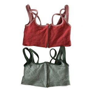 Set of 2 Out From Under On My Way Seamless Two Way Zip Bralettes Green & Red